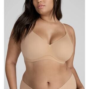 Honeylove Cloud Embrace Wireless Back Smoothing T-Shirt Bra Sand Nude 40F(3D)